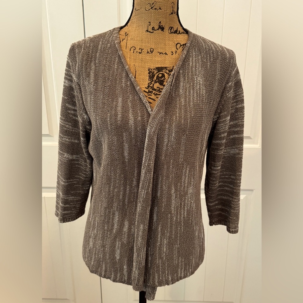 Pure Jill by J Jill open front cardigan sweater tan/white marled size medium